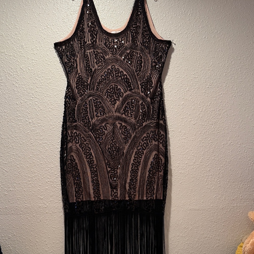 Elegant Black Fringe Dress vintage